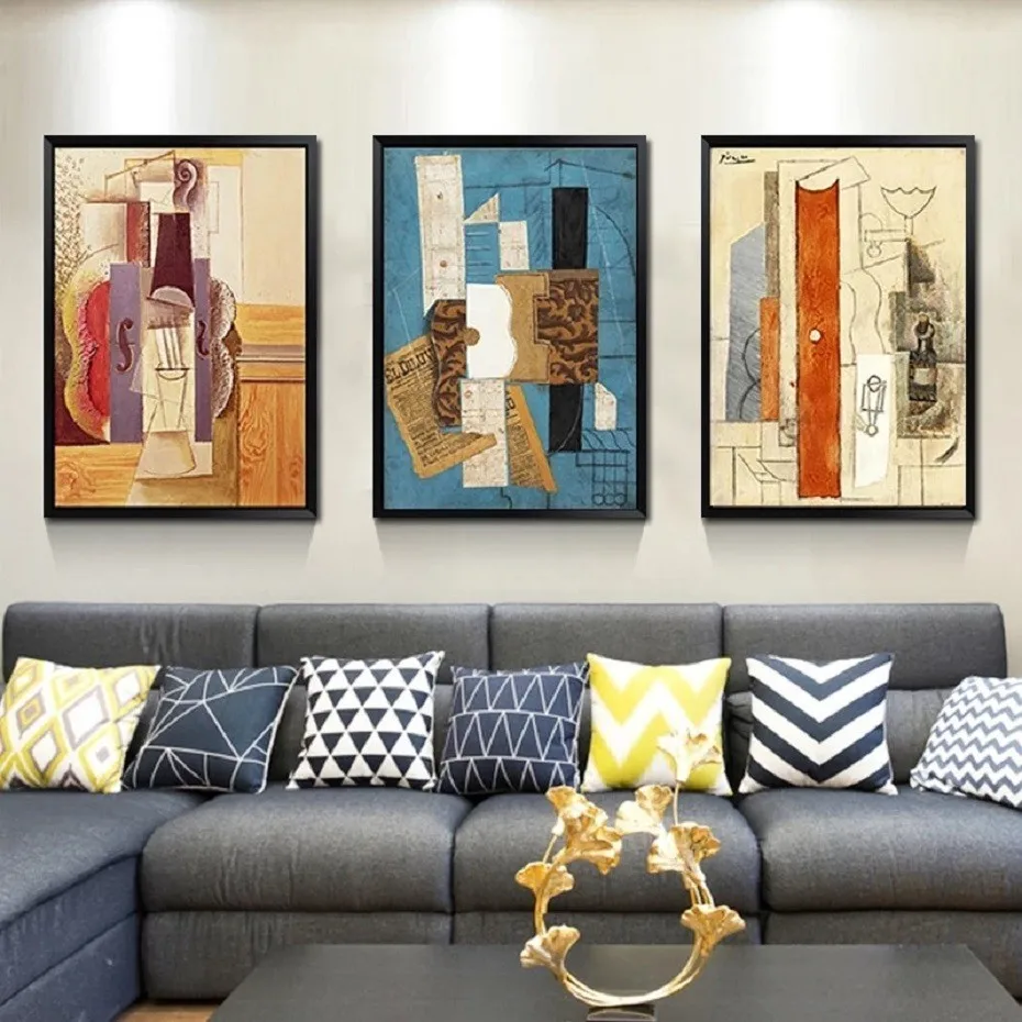 Vintage abstrakte Europa Öl Druck Leinwand Malerei Sofa Dekor Wand Kunst POP Bilder für Wohnzimmer Galerie Home Decor
