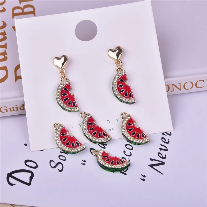 10pcs 3D Watermelon Fruit Enamel Metal Charms Earring  Bracelet DIY Jewelry  Making