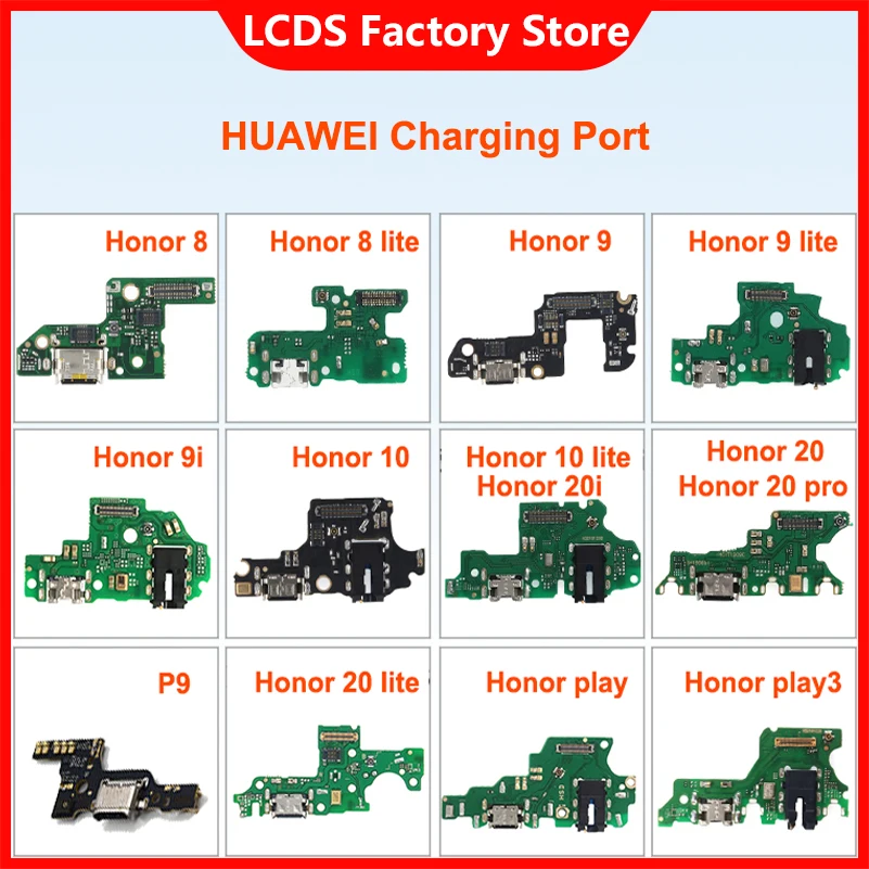 Charging Port Connector Board Parts Flex Cable With Microphone Mic For HuaWei P9 Honor 8 9 9i 10 20 lite 20i pro play play3