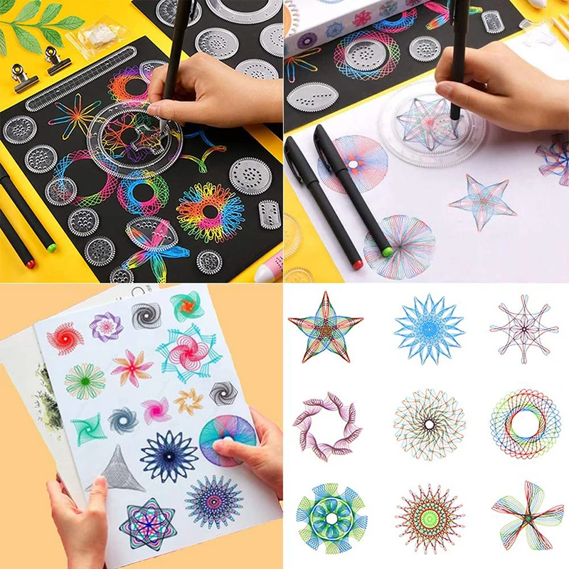 Classic Gear Spirograph Design Set Magic Geometric Ruler Stencils Kits Kids DIY Creative Art Craft Painting Drawing Toys