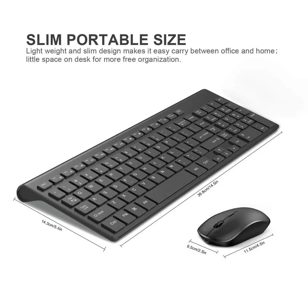 Rechargeable Keyboard Mouse,Wireless Keyboard And Mouse set,2.4G Scissor Port Less Noisy Design Suitable For Home Office/library