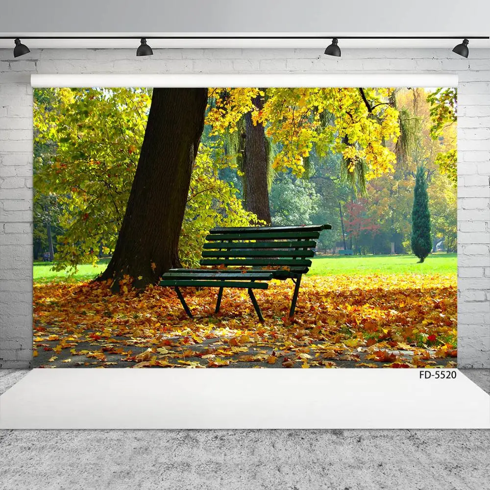 Big Tree Bench Garden Leaves Grassland Photography Backdrop Vinyl Background for Children Baby Portrait Pet Photocall Fond Photo