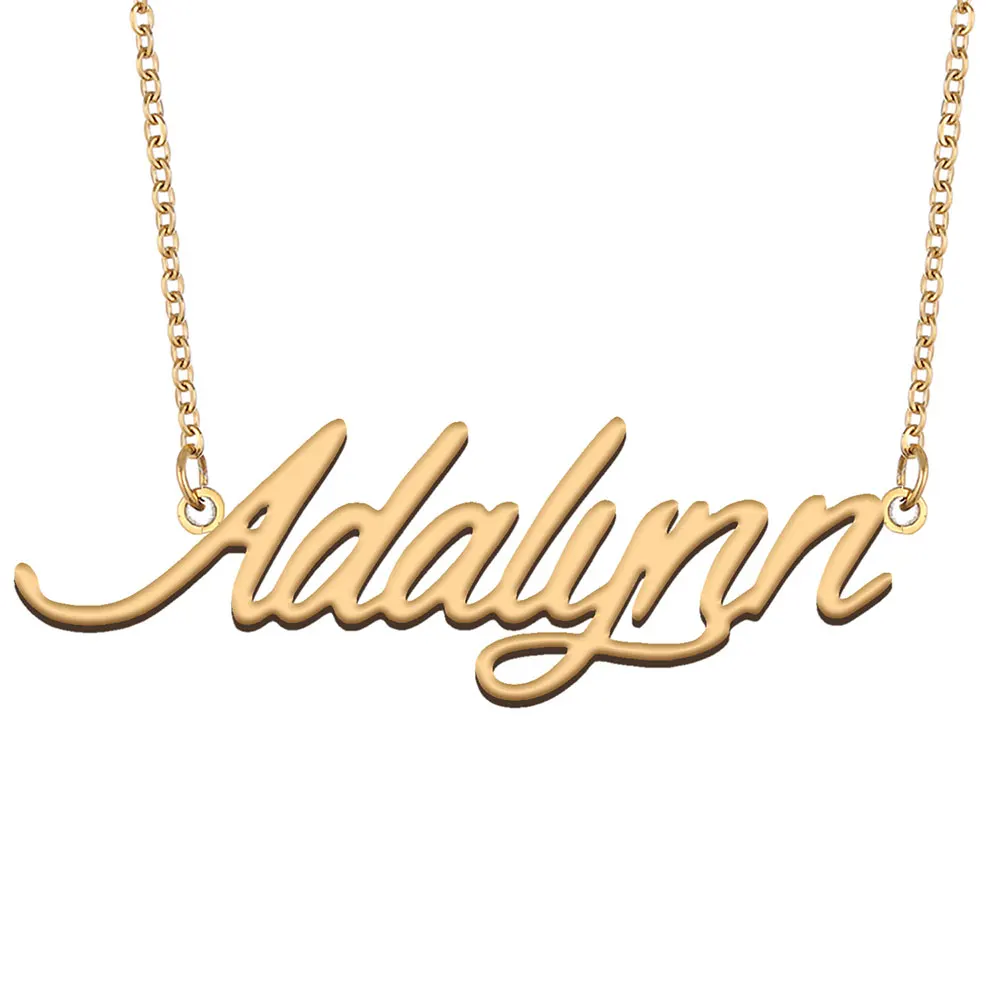 

Adalynn Name Necklace Women Stainless Steel Jewelry Gold Plated Nameplate Pendant Femme Mothers Mother Girlfriend Gift