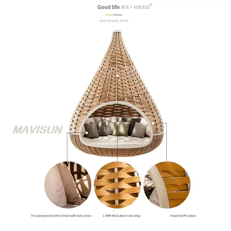 Outdoor Bird\'s Nest Big Hammock Rattan Weaving Bed Rocking Chair Adult Balcony Double Hanging Chair Leisure Hanging Basket