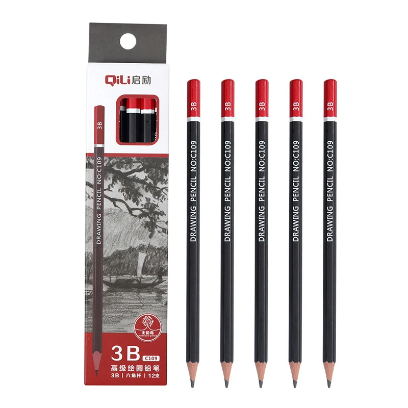 12Pcs/box High Quality Sketch Pencil HB 2B Soft Medium Hard Carbon Pen Office School Drawing Pencil