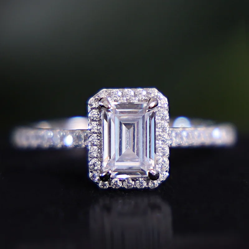 Luxury 925 Sterling Silver Ring Square Emerald cut 3 Carat Diamond Wedding Rings set For Women Solid Silver 925 Jewelry Gift