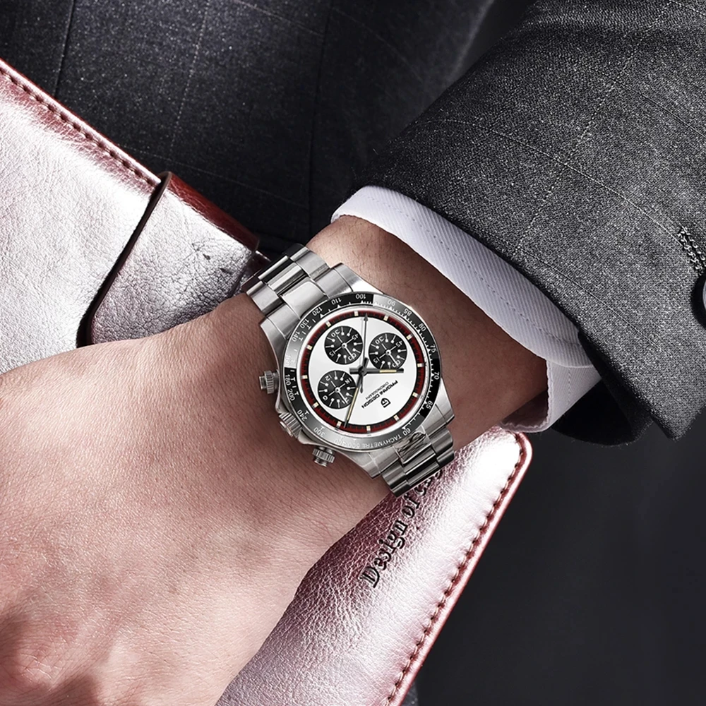 PAGANI DESIGN Luxury Men's Quartz Wristwatch Ceramic Bezel Stainless Steel Waterproof Clock Sports Chronograph Reloj Hombre image 2
