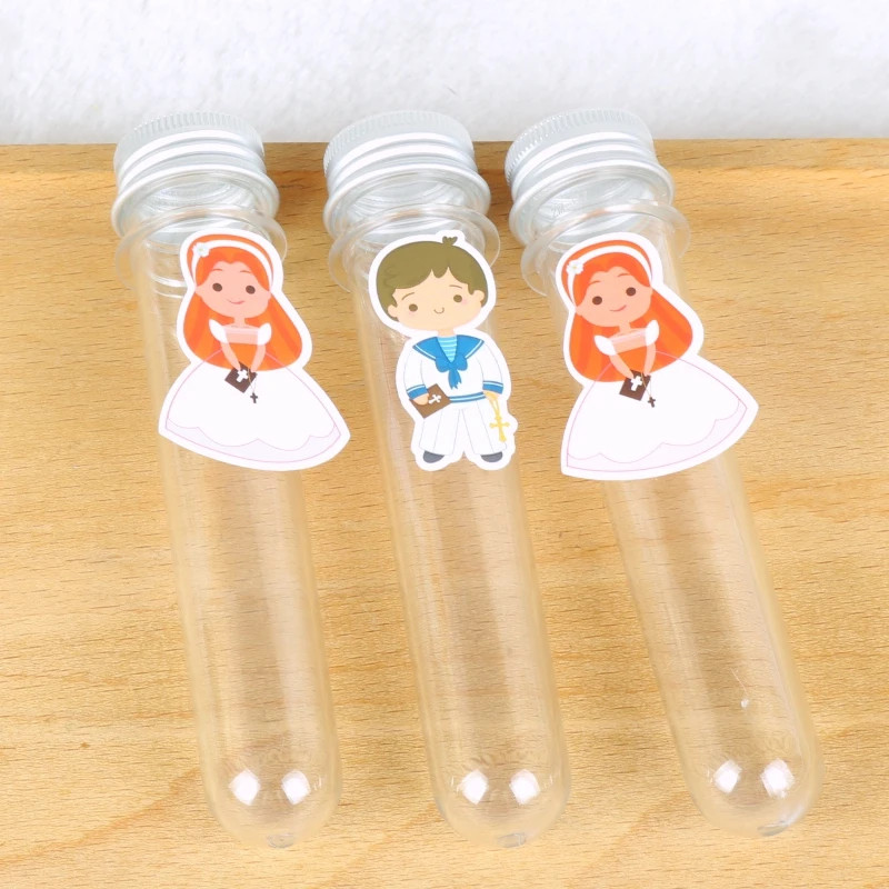 10pcs First Holy Communion Test Tubes Clear Plastic Candy Boxes Christening Souvenirs Baptism Gift For Guests