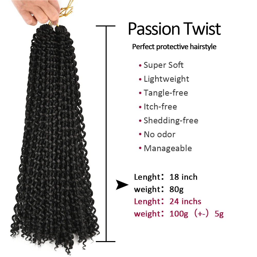 YunRong 18 24Inches Passion Twist Crochet Hair Braiding Hair For Black Women Butterfly Locs Water Wave Spring Hair