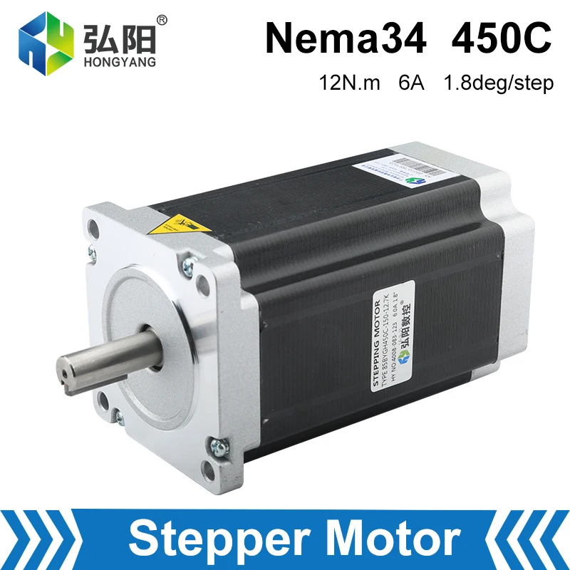 NEMA 34 CNC Stepping Motor 450C 2 Phase 12Nm 6.0A Drive Motor 4 Core Cable , CNC Router Engraving And Milling Machine 3D Printer