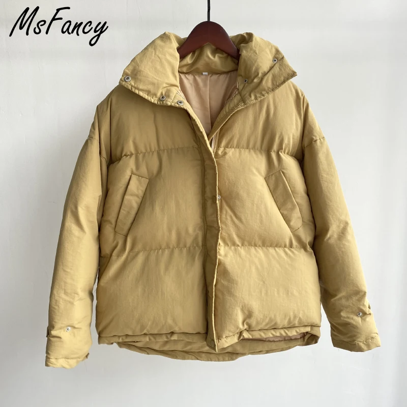 Msfancy Winter Coats Women Korean Fashion Zipper Puffer Jacket 2021 Casual Doudoune Femme Outwear