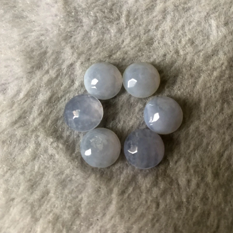 Natural Blue Chalcedony Lace Agate Bead Cabochon 10mm Faceted round Gemstone Wholesale 3pcs/lot for Ring Faces