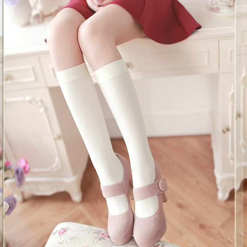 

5pair Women Candy Color Middle Stockings Half Velvet Knee Length Spring Autumn Thick Zichao Flesh Colored Silk Japanese Student