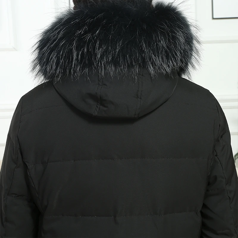 Coat Winter Male Down Thick Warm Down Jacket Men Large Fur Hooded Coat Winter 90% White Duck Down Jackets Outwear 19-1