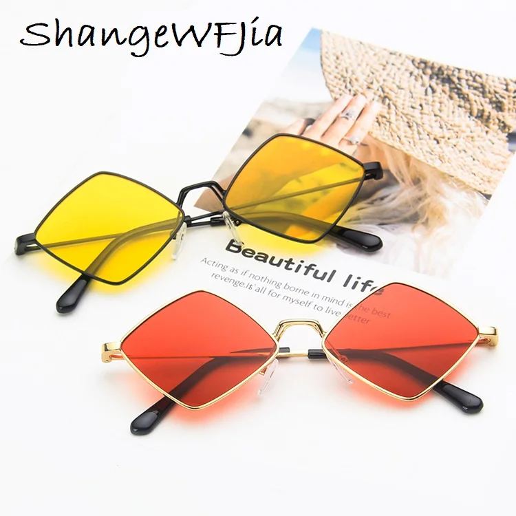 2024 Sunglasses Women Metal Rhombus Sun glasses Irregular Vintage Small Frame Goggle Uv400 Ladies Oculos Gafas De Sol