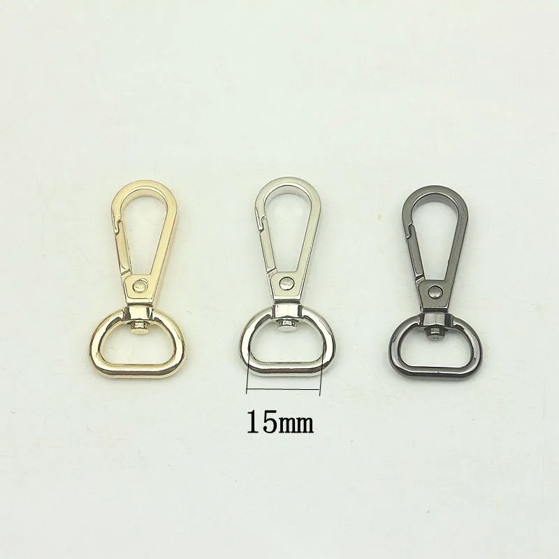 

30Pcs 15mm Snap Hooks Silver Gold Luggage Bag Metal Buckles KeyChain Dog Collar Lobster Clasp Hook DIY Hardware Accessories