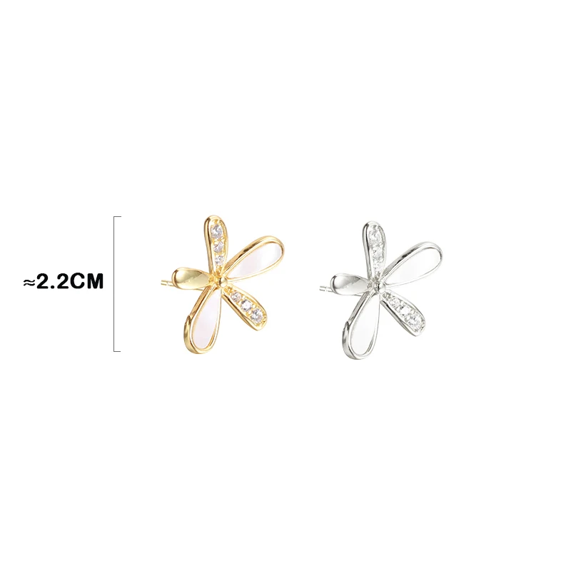 MIQIAO 925 Sterling Silver Gold-color Flower Stud Earrings For Women Zircon Sweet Jewelry Female Hypoallergenic Earrings 2020