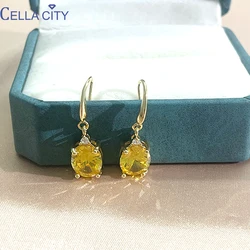 Cellacity Sterling Silver Earrings For Charm Lady With Oval Shaped Citrine Gemstones Drop Earrings Wedding Party Gifts