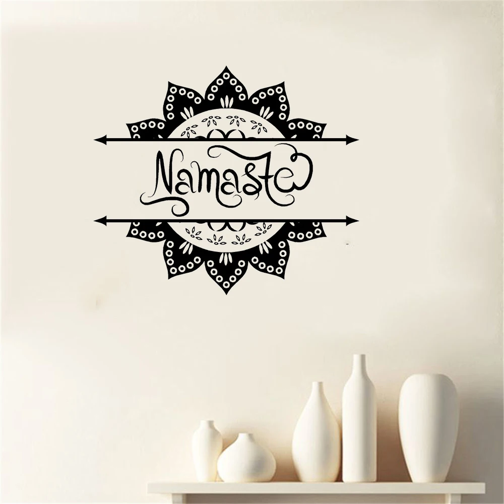 Namaste Yoga Mandala Vinyl Sticker Large Wall Decor Kabbalah Symbol Art Murals Wallpapers Girl Sports Yoga Room Decor