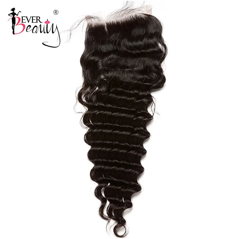 

Ever Beauty Deep Wave 4X4 Lace Closure Brazilian Virgin Hair 100% Human Hair Bleached Knots Free Shipping Hair Products