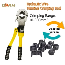 Updated Hydraulic Wire Crimper Cable Lug Terminal Crimping Clamp Tool with 12 Dies 60KN 10-300 Square