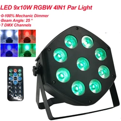NEW LED Par 9x10W RGBW 4IN1 LED Par Can LED Par Light DMX Stage Lights Or KTV Disco Party DJ Bar Lamp DMX512 7CH Channels