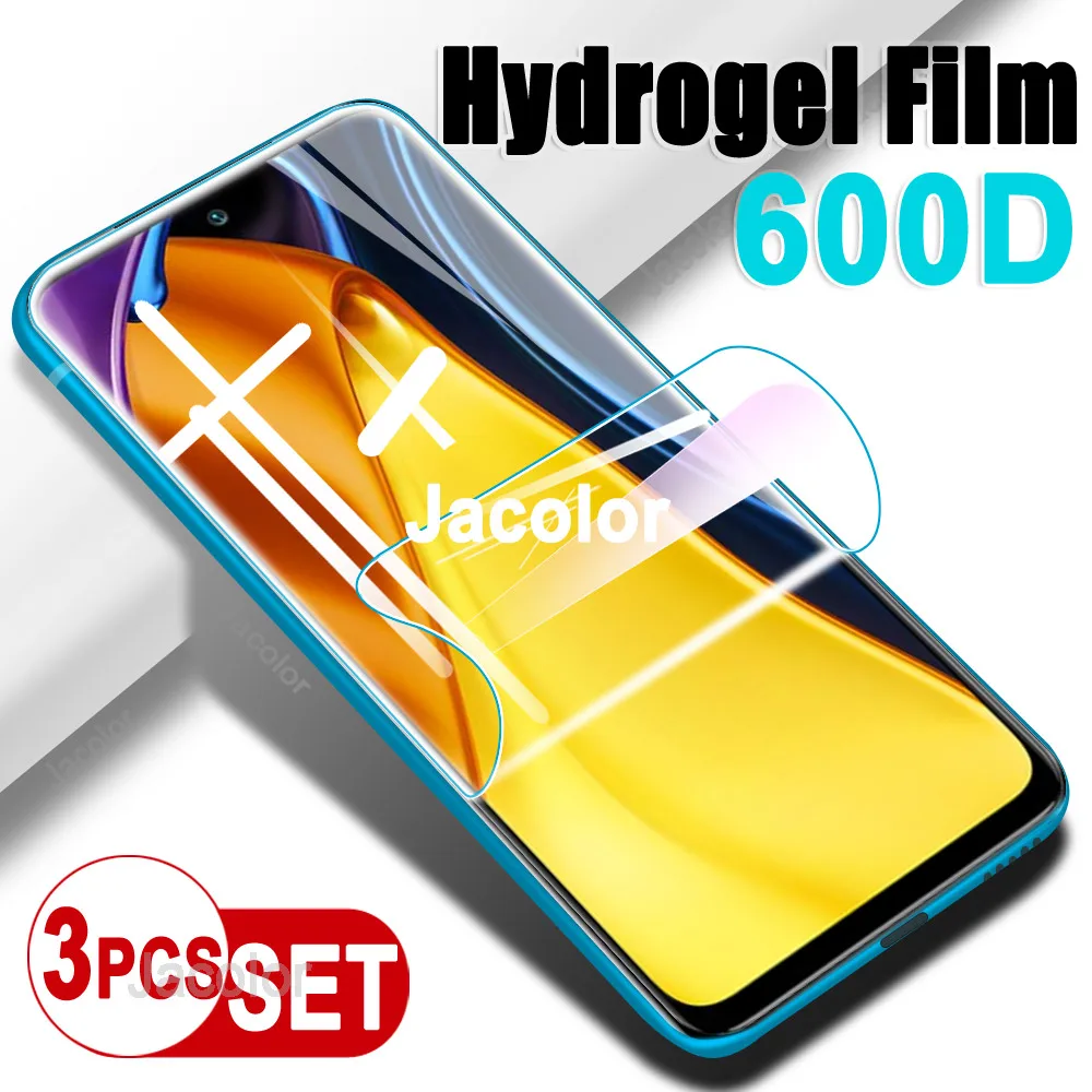 3PCS Hydrogel Film For Xiaomi Poco M3 Pro Water Gel Films M3Pro 5G Full Cover Safety Film For Xiaomi PocoM3 Not Protective Glass