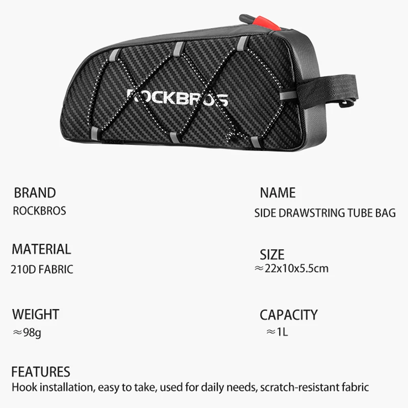 ROCKBROS Front Bike Bags Reflective Frame Tube Cycling Bag Large Capacity Fietstassen Ultralight Bicycle Bags Cycling Pannier