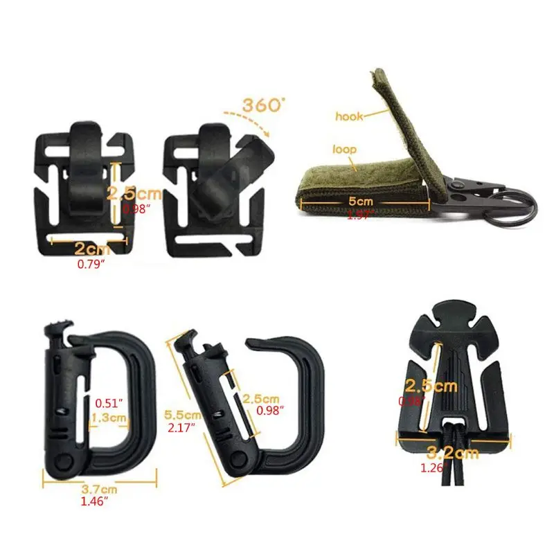 Cinturini in Nylon 42 pezzi con fibbia a sgancio rapido tattici Molle Clips Utility Strap 203B