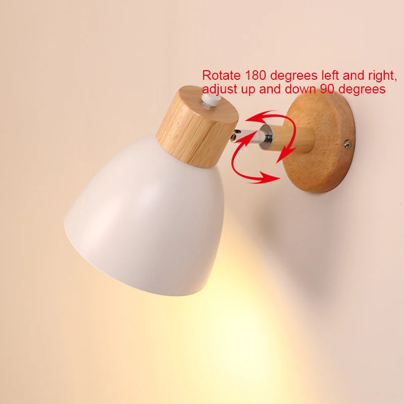 Imagem -05 - Nordic Led Wood Wall Lamp Arandelas Modernas Iluminação Interior Home Decor Cabeceira Quarto Sala de Estar Estudo da Cozinha E27