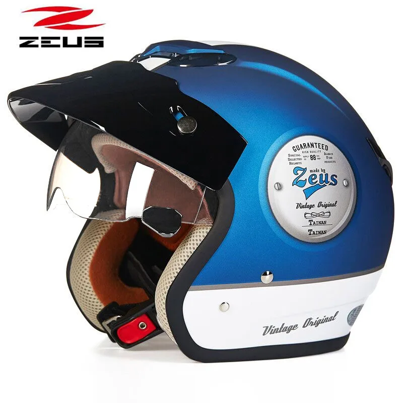 ZEUS Electric Men\'s Motorcycle Helmets Built-in lens Moto Accessories Retro Prince Motocross scooter Bicycle Helmet