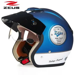 ZEUS Electric Men's Motorcycle Helmets Built-in lens Moto Accessories Retro Prince Motocross scooter Bicycle Helmet