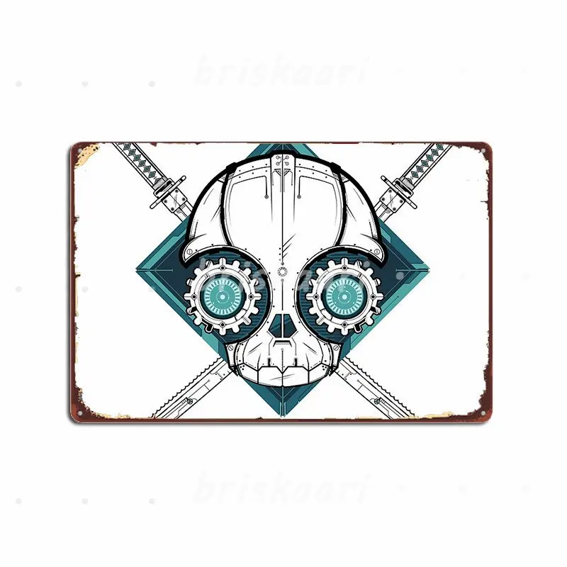 

Cyborg Skull Metal Signs Cinema Garage Home Wall Plaque Retro Metal Posters