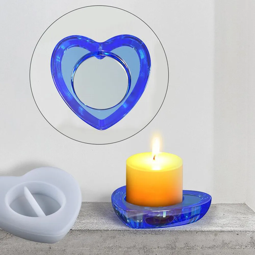 Oval Candlestick Silicone Heart Oblate Candle Storage Epoxy Resin Mold Decoration For DIY Epoxy Resin Candle Holder Craft Making