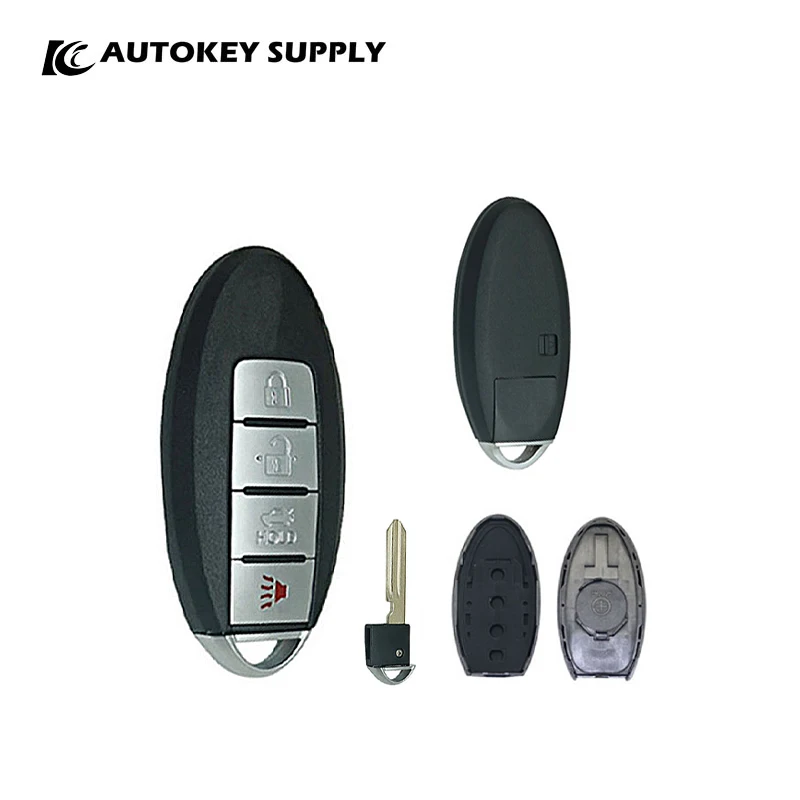 For Nissan Smart Card 3+1 Buttons Remote Key Shell With Emergency Key Without  Logo (Without Slots)  Autokeysupply AKNIS251