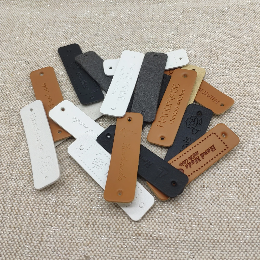 24Pcs Stock Leather Handmade Label For Clothes Hand Made Labels For Leather Handwork Sewing Tags Handmade Tag With Love