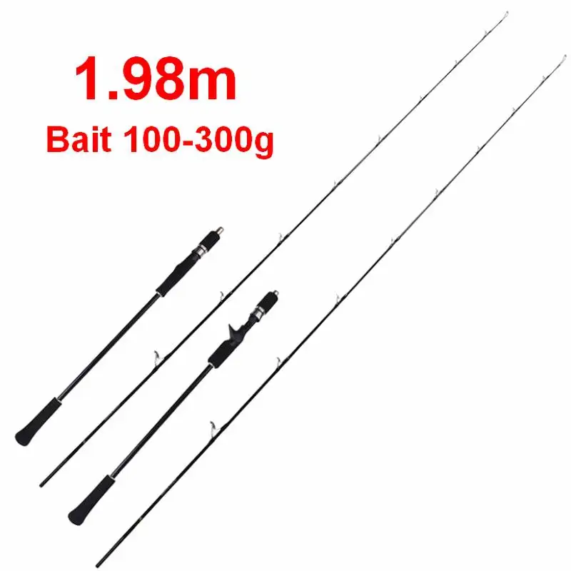 ZZ107 662M 1.98m 602M 1.83m Slow Jigging Boat Fishing Rod One and A Half Sections Solid Glassfber Bait 100-300g