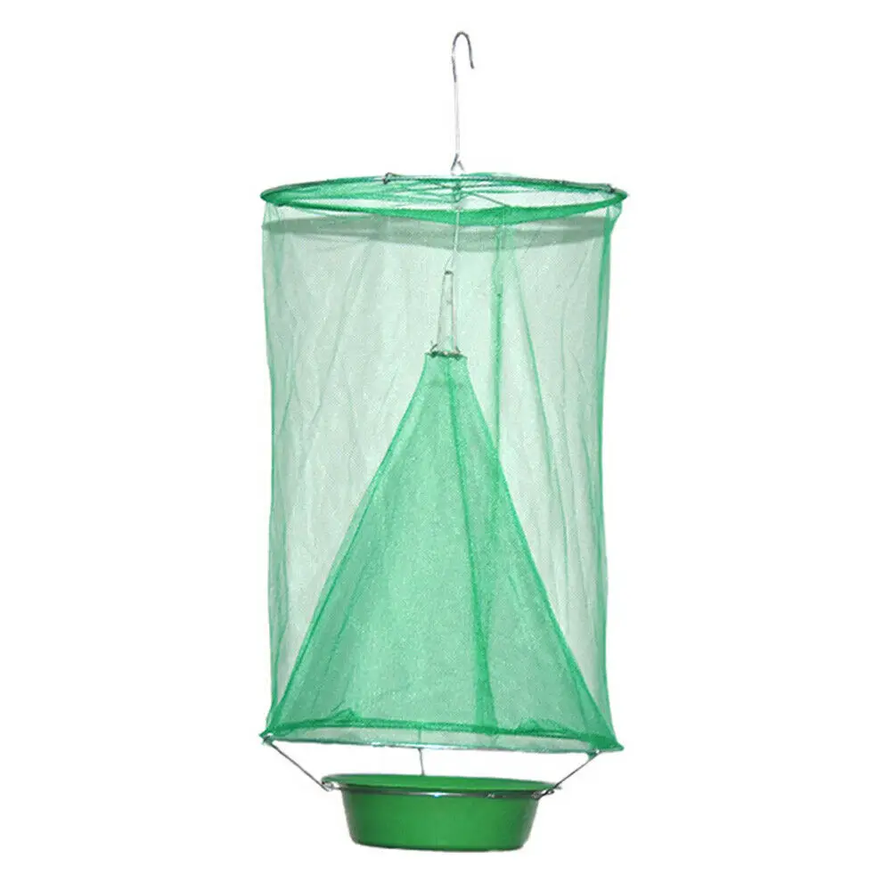 4 PCS Green Hanging Flycatcher Folding Net Fly Trap Summer Mosquito Fly Traps Bait Station Wasp Insect Bug Killer Flies Catcher