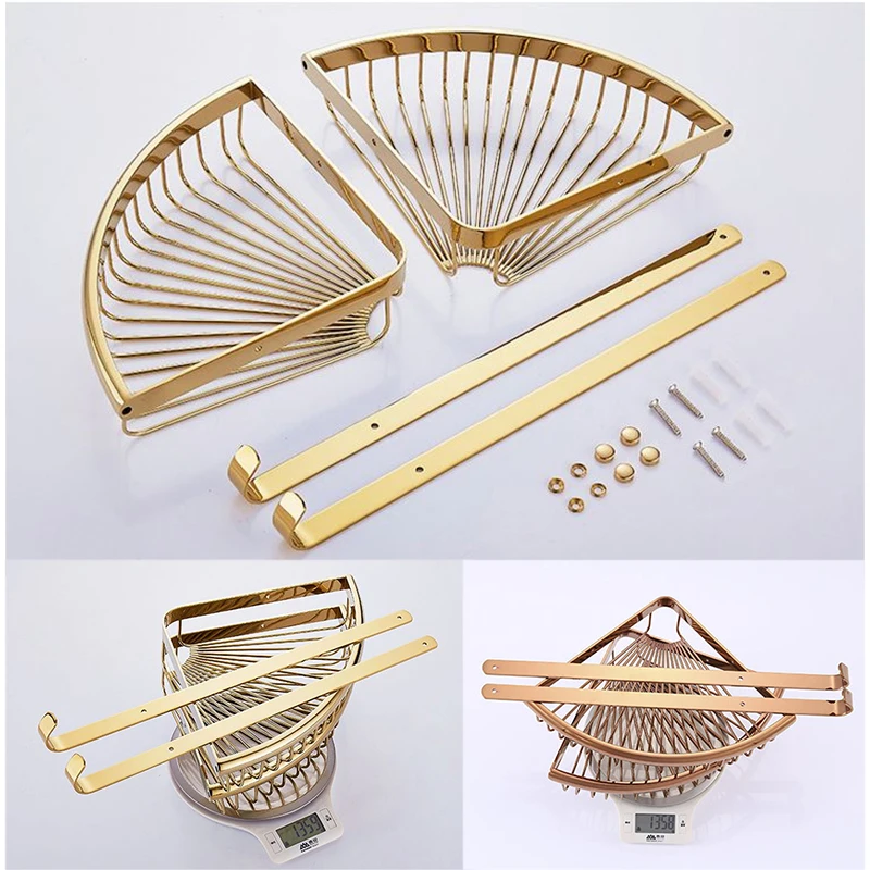 Luxury crystal brass gold bathroom shelves shampoo holder corner bath basket Bathroom Accessories bath hardware EL30023