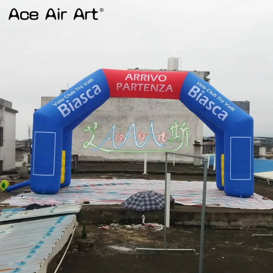 

6m W x 3.8m H sticker angle arch balloon,inflatable start finish line arches with banners for Switzerland