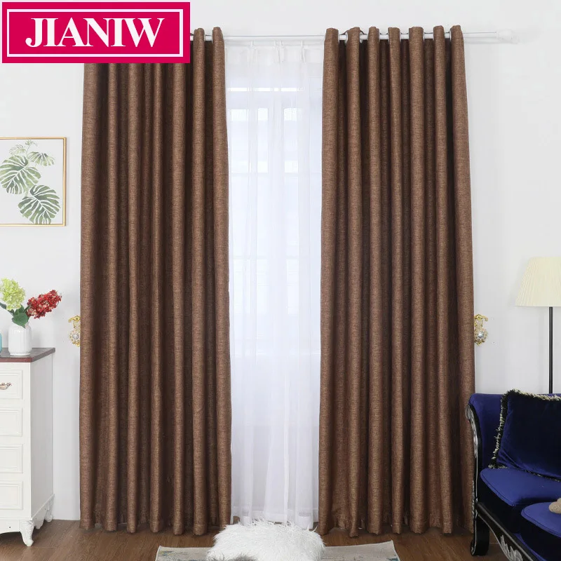 JIANIW Faux Linen 70%-80% Shading Rate Modern Style Solid Color Room Darkening Curtain For Living Room Bedroom Door Window