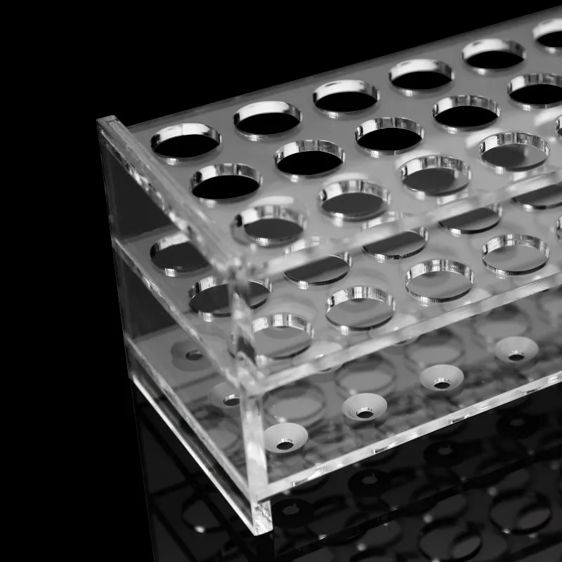 Plexiglass Test Tube Stand 15.5 mm * 50-Holes Rectangle Transparent Organic Glass Test Tube Rack Cocktail Frame