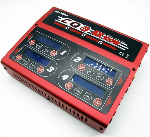 EV-Peak AC 110/220V Input 1-6S 4x 100W Balance Charger CQ3 for Lipo Battery for RC Airplane Multicopter