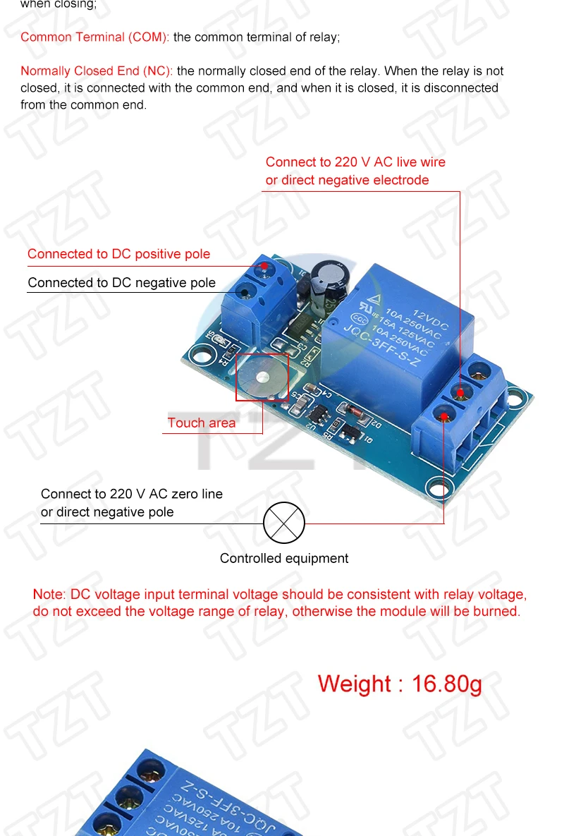 TTP223 12V 1-Kanal-Touch-Relais-Modul Kapazitiver Touch-Tastenschalter-Sensor Selbstverriegelnd/Ohne Verriegelung HTTM Touch-Taste für Arduino – Detail 15