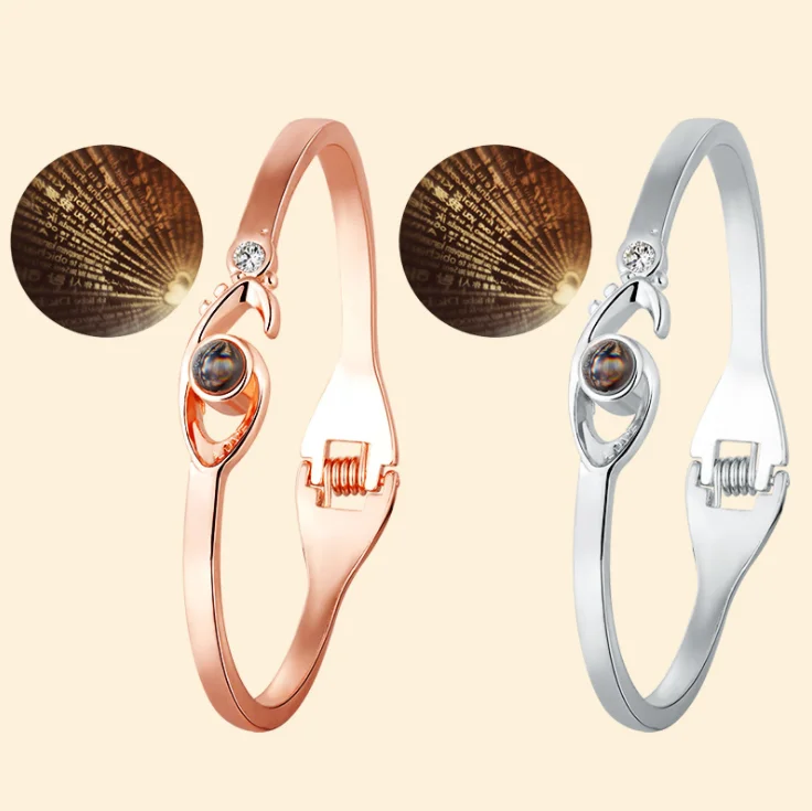 WWLB Lucky Eyes Handmade Bracelet for Women Men Fashion Romantic Lover Couple 100 Language I Love You Projection Bracelet Gifts