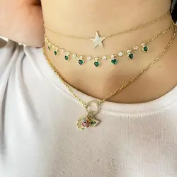 2026 High Quality Fashion Luxury 5mm Heart Choker Necklace Pave Red Green Blue White Crystal Wholesale Jewelry For Women Ladies