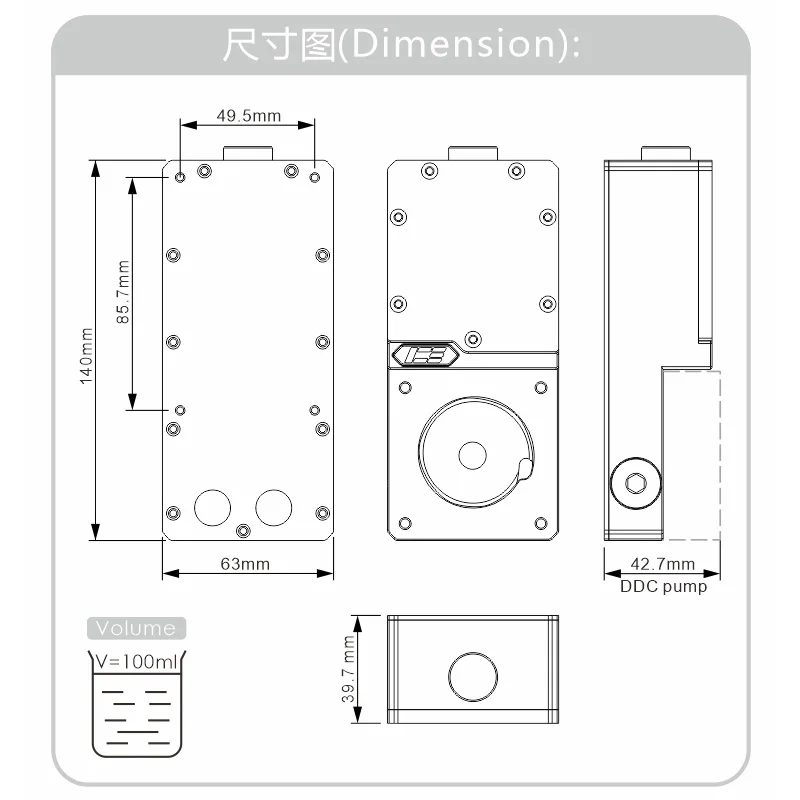 Icemancooler ssupd mehliciouコンピューターケースg1/4 "ミニitxリザーバー、水冷使用小型水タンク、黒、白、ICE-SSU-DC