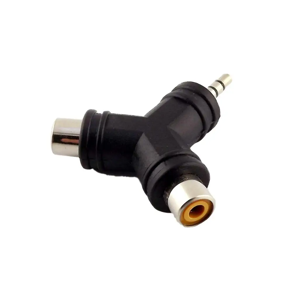 1pc 3.5mm Stereo Aux Male Plug to Dual RCA Phono Female Jack Audio Y Splitter Adapter Converter Black