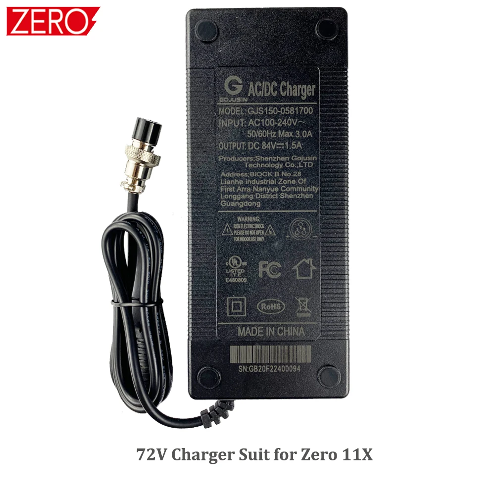 Original Zero Scooter Charger 52V 60V 72V Battery Charger Zero8X Zero9 Zero10 Zero10X Zero11X Charger E-Scooter Accessories