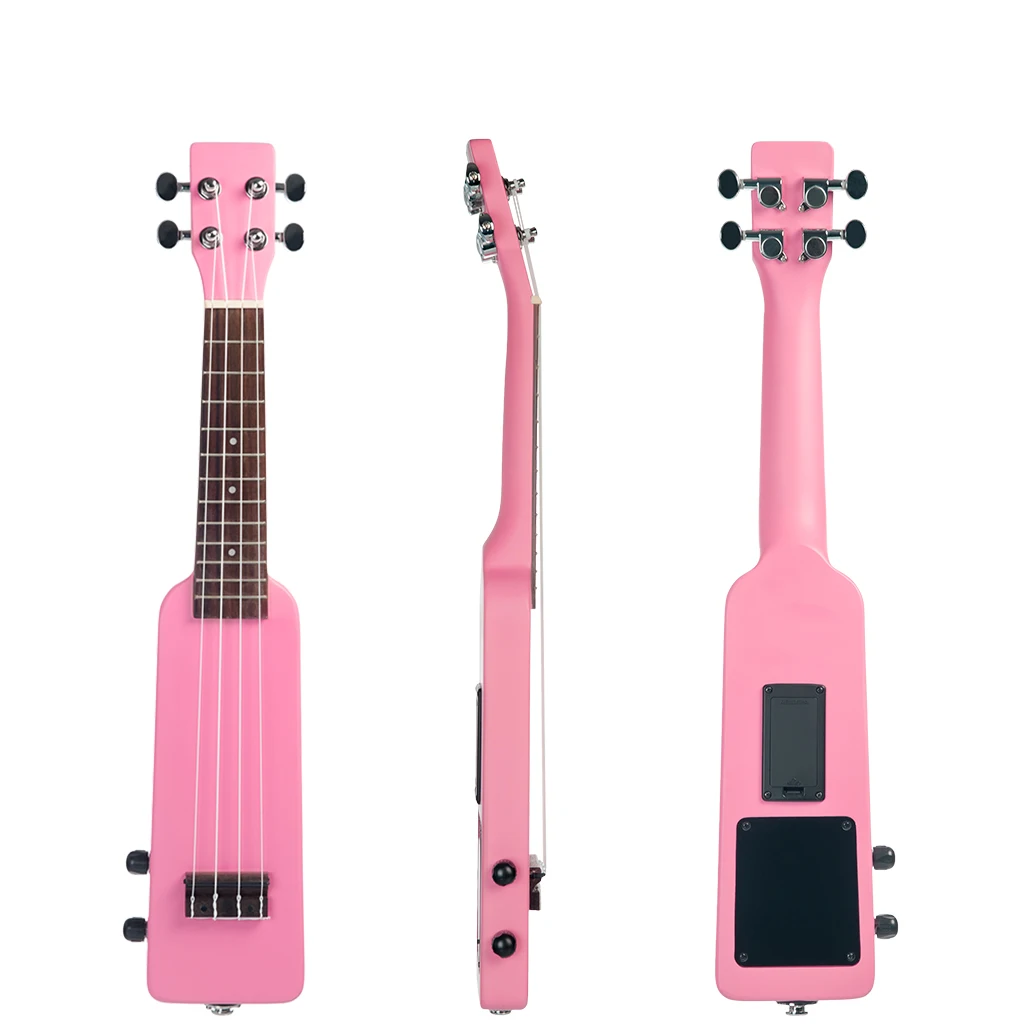 21‘’/23‘’ Ukulele Set 4 Strings Soprano/Concert Electric Ukulele Pink Okoume Body Rosewood Fretboard w/ Gig Bag Hawaii Guitar